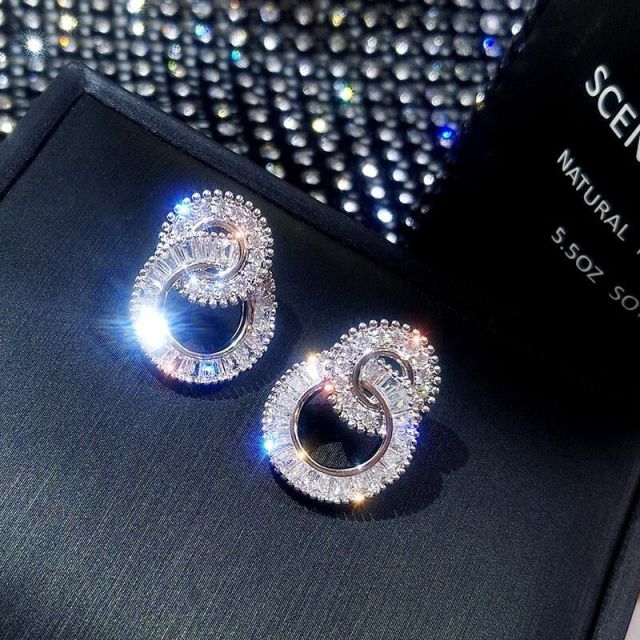 2021 New Arrival Fashion Luxury 925 Sterling Silver Pink CZ Drop Stud Earing  For Women Valentine's Day Gift Z5