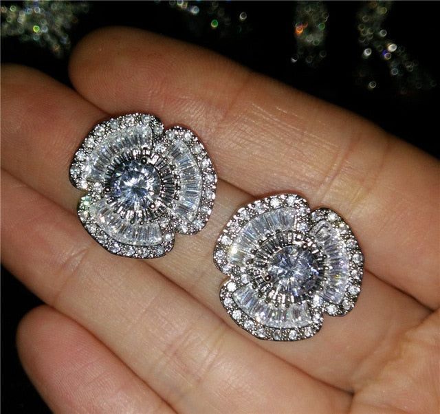 2021 New Arrival Fashion Luxury 925 Sterling Silver Pink CZ Drop Stud Earing  For Women Valentine's Day Gift Z5