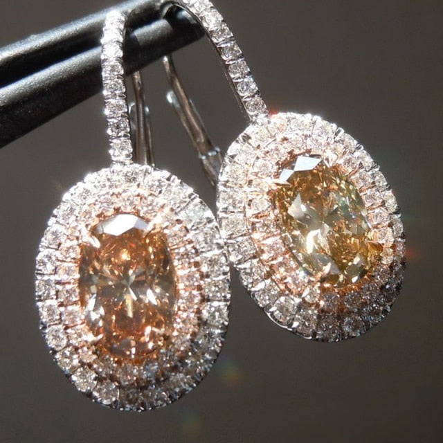 2021 New Arrival Fashion Luxury 925 Sterling Silver Pink CZ Drop Stud Earing  For Women Valentine's Day Gift Z5