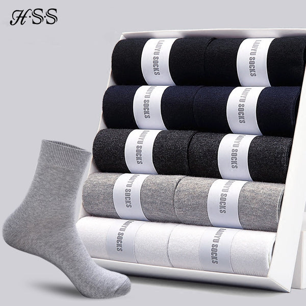 HSS 2021 Men's Cotton Socks New styles 10 Pairs / Lot Black Business Men Socks Breathable Spring Summer for Male US size(6.5-12)