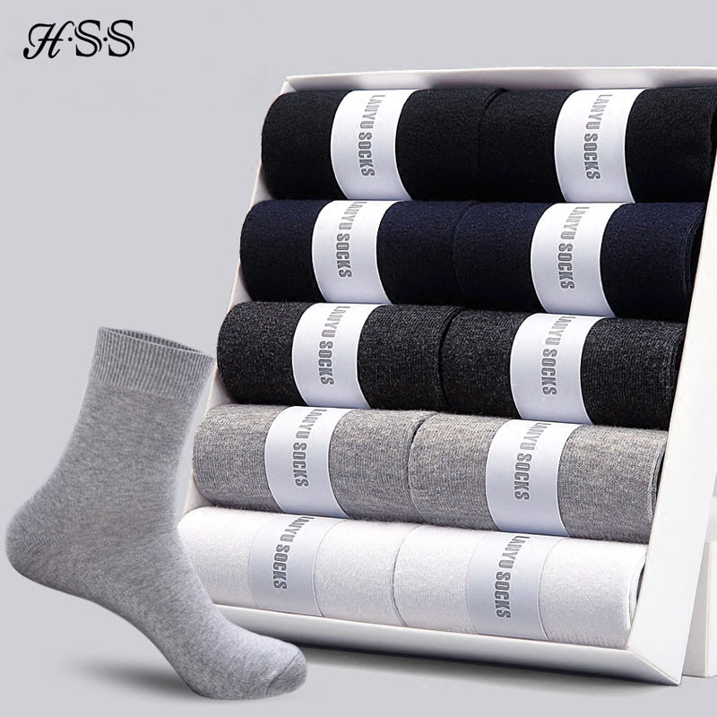 HSS 2021 Men's Cotton Socks New styles 10 Pairs / Lot Black Business Men Socks Breathable Spring Summer for Male US size(6.5-12)