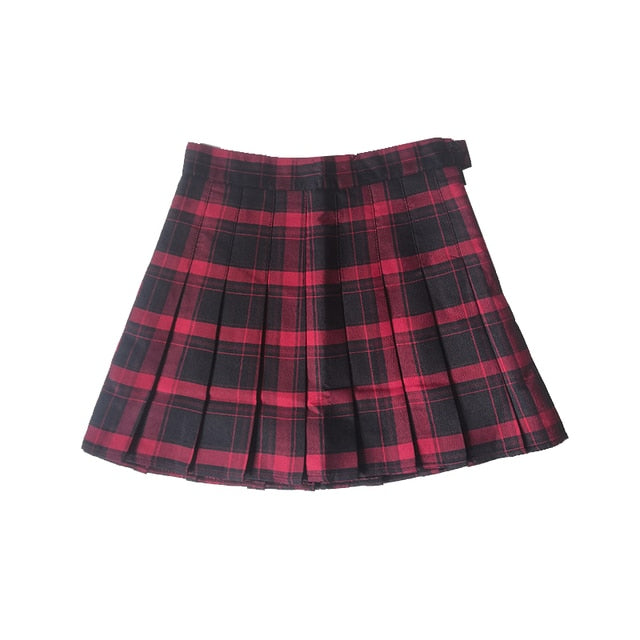 Summer Skirt High Waist Women Pleated Skirts Fashion Slim Waist Women Sweet Girls Dance Skirt Plaid Casual Ladies Short Skirts
