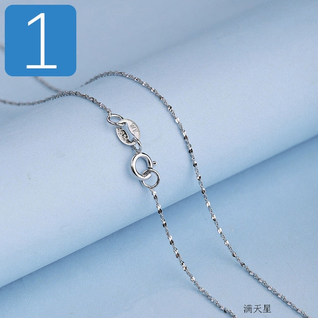 Trustdavis Genuine 925 Sterling Silver Water-wave Snake Box Chain For Woman 40cm/45cm 0.7/0.8mm Chain Necklace DC06