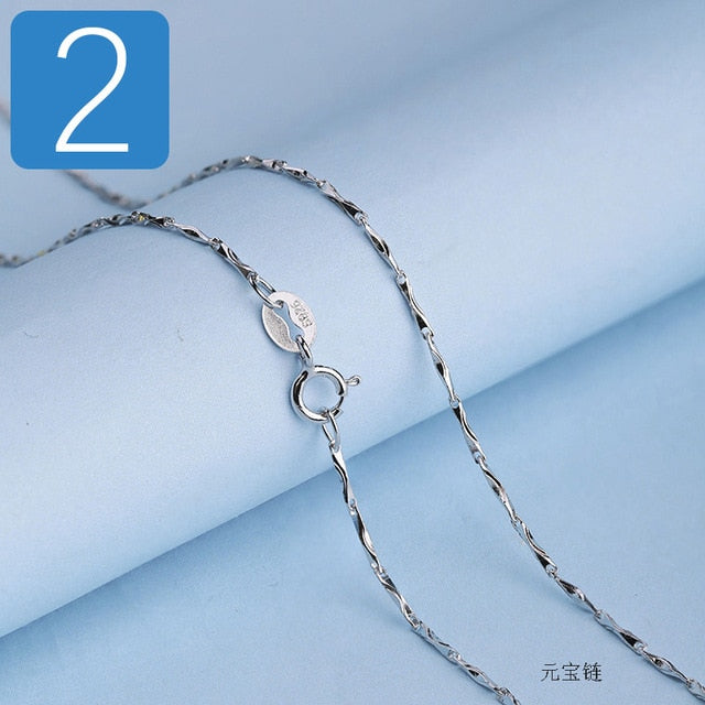 Trustdavis Genuine 925 Sterling Silver Water-wave Snake Box Chain For Woman 40cm/45cm 0.7/0.8mm Chain Necklace DC06