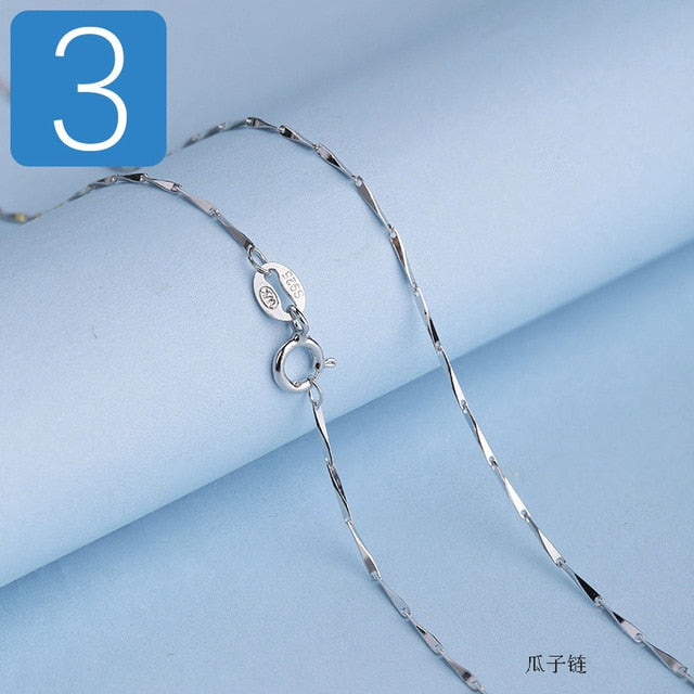Trustdavis Genuine 925 Sterling Silver Water-wave Snake Box Chain For Woman 40cm/45cm 0.7/0.8mm Chain Necklace DC06