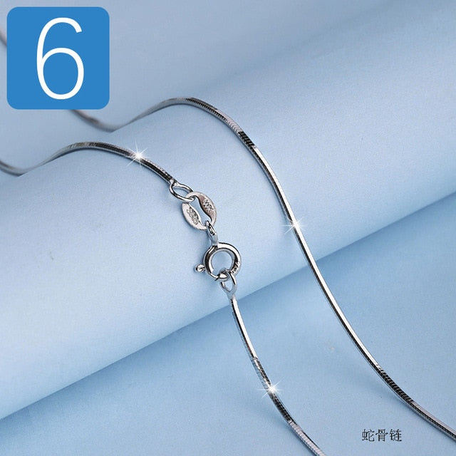 Trustdavis Genuine 925 Sterling Silver Water-wave Snake Box Chain For Woman 40cm/45cm 0.7/0.8mm Chain Necklace DC06