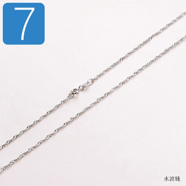 Trustdavis Genuine 925 Sterling Silver Water-wave Snake Box Chain For Woman 40cm/45cm 0.7/0.8mm Chain Necklace DC06