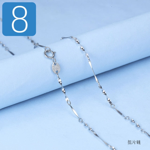 Trustdavis Genuine 925 Sterling Silver Water-wave Snake Box Chain For Woman 40cm/45cm 0.7/0.8mm Chain Necklace DC06