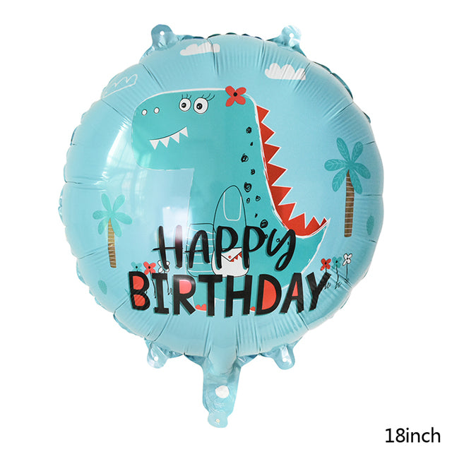 7pcs/set Dinosaur Foil Balloons Boys Animal Balloons Happy Birthday Balloon Baby Kids Birthday Party Jurassic World Decoration