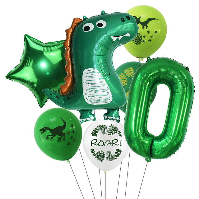 7pcs/set Dinosaur Foil Balloons Boys Animal Balloons Happy Birthday Balloon Baby Kids Birthday Party Jurassic World Decoration