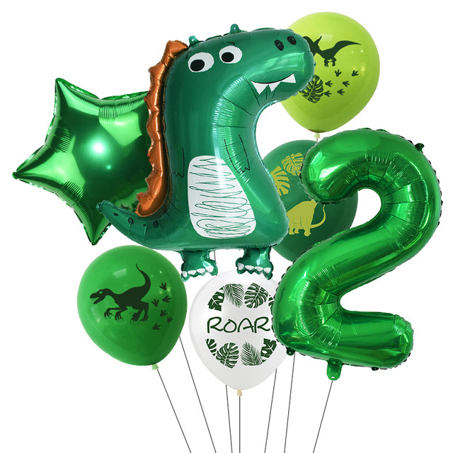 7pcs/set Dinosaur Foil Balloons Boys Animal Balloons Happy Birthday Balloon Baby Kids Birthday Party Jurassic World Decoration