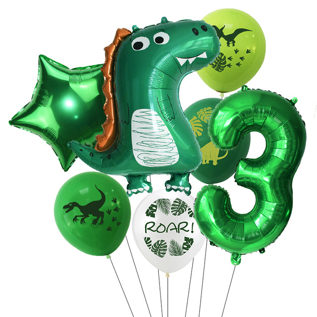 7pcs/set Dinosaur Foil Balloons Boys Animal Balloons Happy Birthday Balloon Baby Kids Birthday Party Jurassic World Decoration