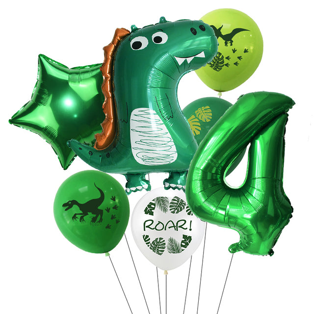 7pcs/set Dinosaur Foil Balloons Boys Animal Balloons Happy Birthday Balloon Baby Kids Birthday Party Jurassic World Decoration