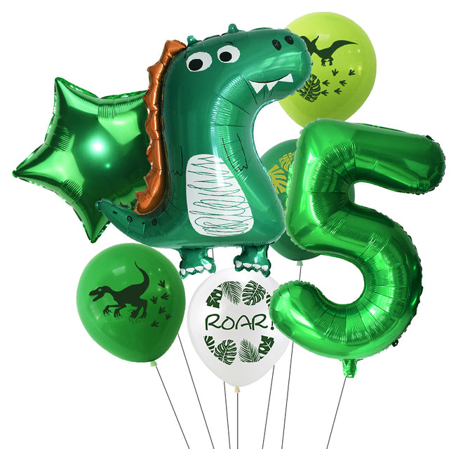 7pcs/set Dinosaur Foil Balloons Boys Animal Balloons Happy Birthday Balloon Baby Kids Birthday Party Jurassic World Decoration