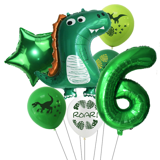 7pcs/set Dinosaur Foil Balloons Boys Animal Balloons Happy Birthday Balloon Baby Kids Birthday Party Jurassic World Decoration