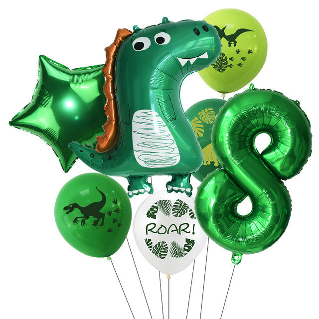7pcs/set Dinosaur Foil Balloons Boys Animal Balloons Happy Birthday Balloon Baby Kids Birthday Party Jurassic World Decoration