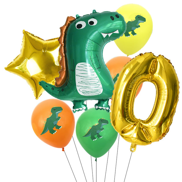 7pcs/set Dinosaur Foil Balloons Boys Animal Balloons Happy Birthday Balloon Baby Kids Birthday Party Jurassic World Decoration