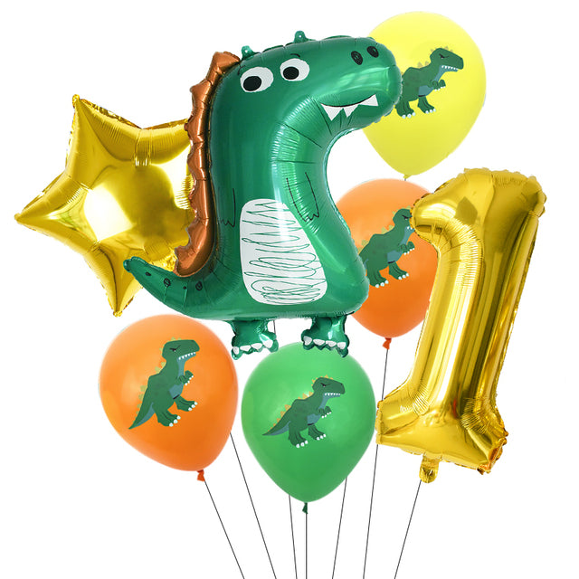 7pcs/set Dinosaur Foil Balloons Boys Animal Balloons Happy Birthday Balloon Baby Kids Birthday Party Jurassic World Decoration