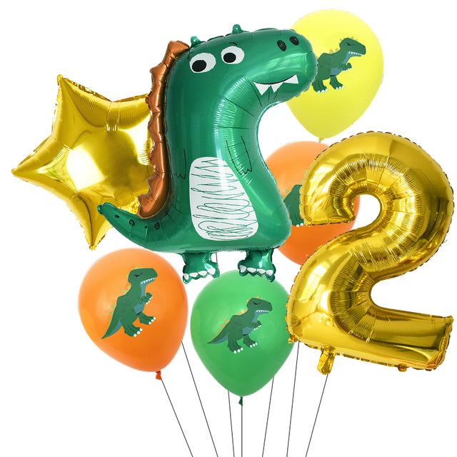 7pcs/set Dinosaur Foil Balloons Boys Animal Balloons Happy Birthday Balloon Baby Kids Birthday Party Jurassic World Decoration