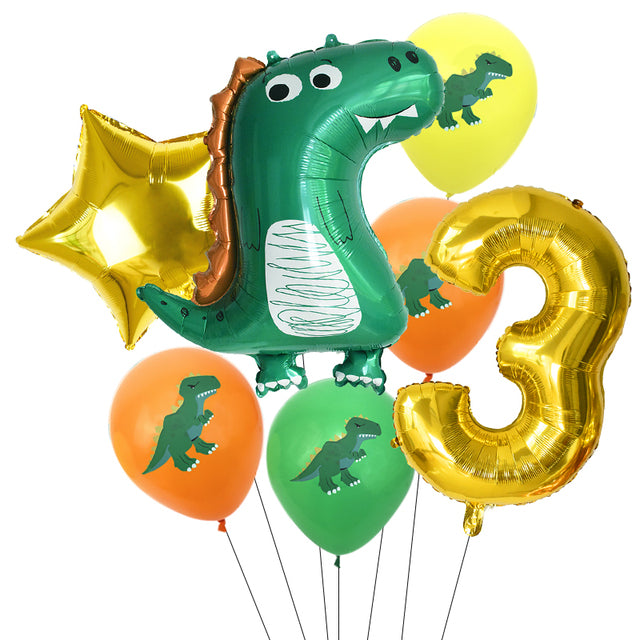 7pcs/set Dinosaur Foil Balloons Boys Animal Balloons Happy Birthday Balloon Baby Kids Birthday Party Jurassic World Decoration