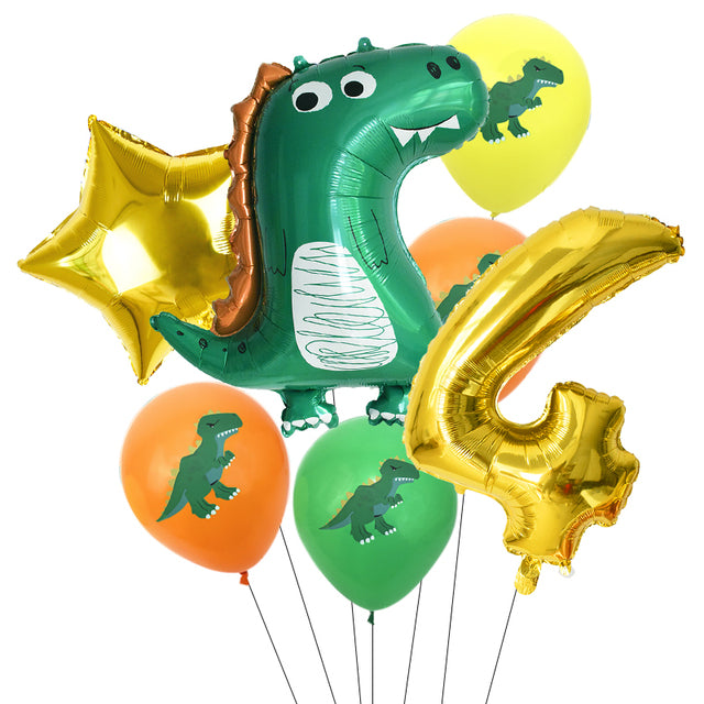 7pcs/set Dinosaur Foil Balloons Boys Animal Balloons Happy Birthday Balloon Baby Kids Birthday Party Jurassic World Decoration