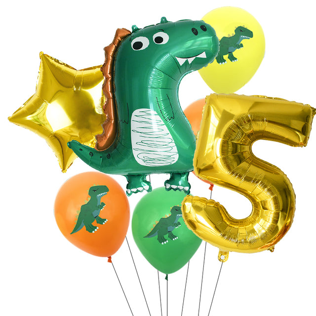 7pcs/set Dinosaur Foil Balloons Boys Animal Balloons Happy Birthday Balloon Baby Kids Birthday Party Jurassic World Decoration
