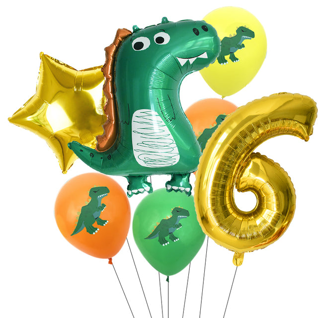 7pcs/set Dinosaur Foil Balloons Boys Animal Balloons Happy Birthday Balloon Baby Kids Birthday Party Jurassic World Decoration