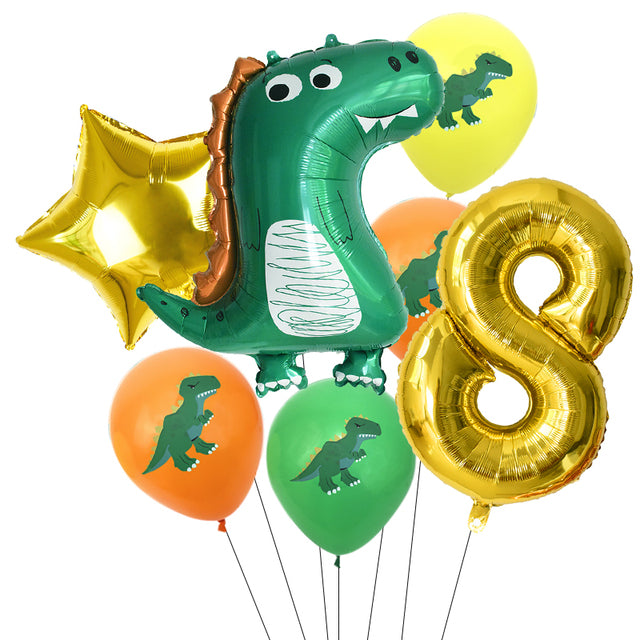 7pcs/set Dinosaur Foil Balloons Boys Animal Balloons Happy Birthday Balloon Baby Kids Birthday Party Jurassic World Decoration