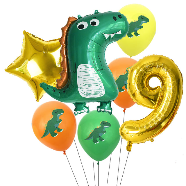 7pcs/set Dinosaur Foil Balloons Boys Animal Balloons Happy Birthday Balloon Baby Kids Birthday Party Jurassic World Decoration