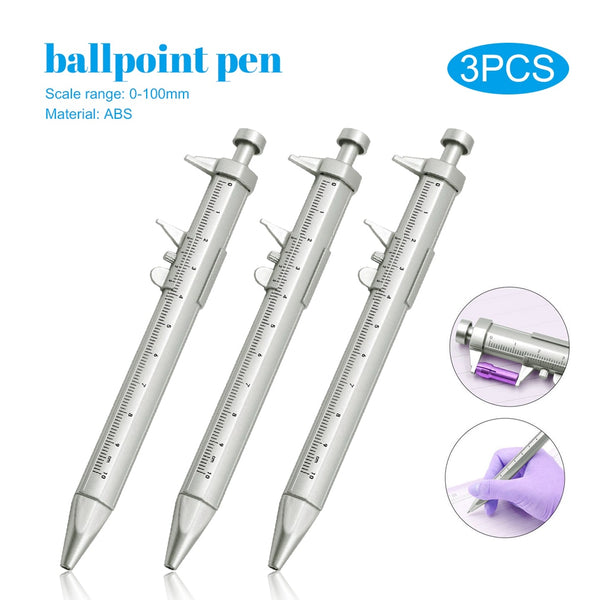 3pcs Multifunction 0.5mm Caliper pen Gel Ink Pen Vernier Caliper Roller Ball Pen Stationery Ball-Point Plastic Stationery Gift