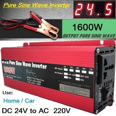 Pure Sine Wave Inverter DC 12v/24v To AC 110V/220V 1000W 1600W 2000W 3000W Voltage Transformer Power Converter Solar Inverter