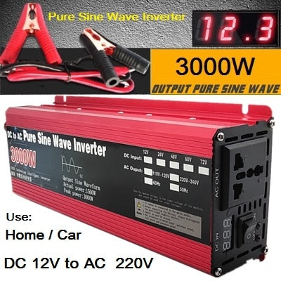 Pure Sine Wave Inverter DC 12v/24v To AC 110V/220V 1000W 1600W 2000W 3000W Voltage Transformer Power Converter Solar Inverter