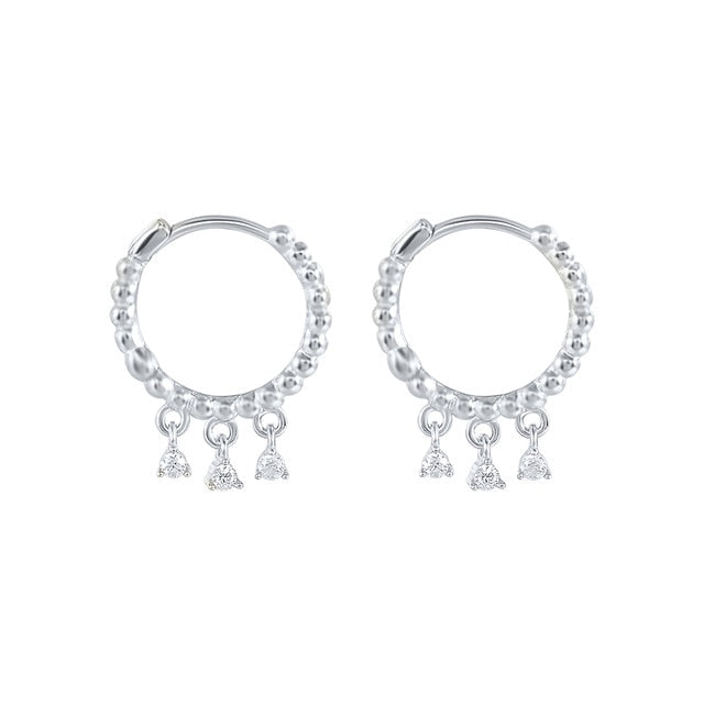 CANNER Real 925 Sterling Silver Hoop Earrings For Women Luxury Zircon Circle Round Earring Fashion Earings Jewelry pendientes