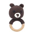 1pc Wooden Crochet Bunny Rattle Toy BPA Free Wood Ring Baby Teether Rodent Baby Gym Mobile Rattles Newborn Educational Toys
