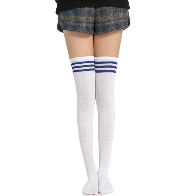Black Lolita Striped Socks Women Funny Christmas Gifts Sexy Thigh High Nylon Long Stockings Cute Over Knee Socks For Girls