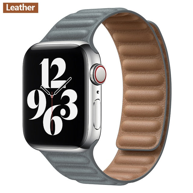 Leather Link strap For Apple watch band 44mm 40mm 38mm 42mm watchabnd original Magnetic Loop bracelet iWatch seires 3 5 4 6 SE