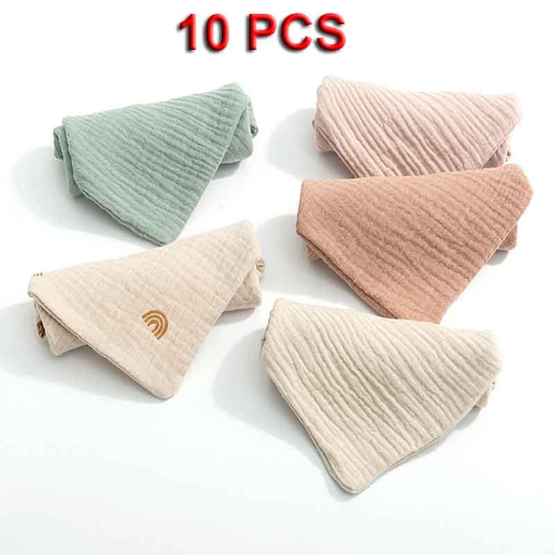 10 Pcs Towel Baby Facecloth Baby Bath Towel Handkerchief Cotton Burp Cloth Soft Absorbent Gauze Kindergarten Washcloth