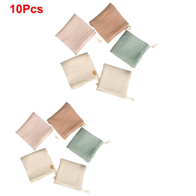 10 Pcs Towel Baby Facecloth Baby Bath Towel Handkerchief Cotton Burp Cloth Soft Absorbent Gauze Kindergarten Washcloth