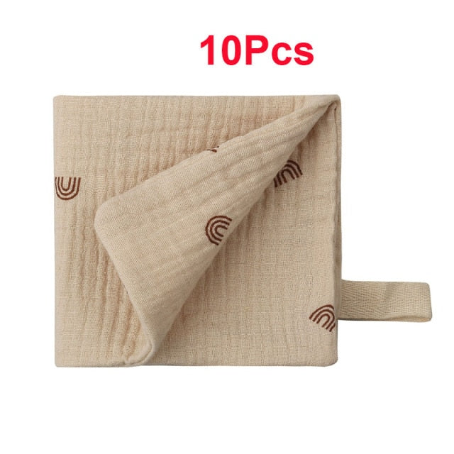 10 Pcs Towel Baby Facecloth Baby Bath Towel Handkerchief Cotton Burp Cloth Soft Absorbent Gauze Kindergarten Washcloth