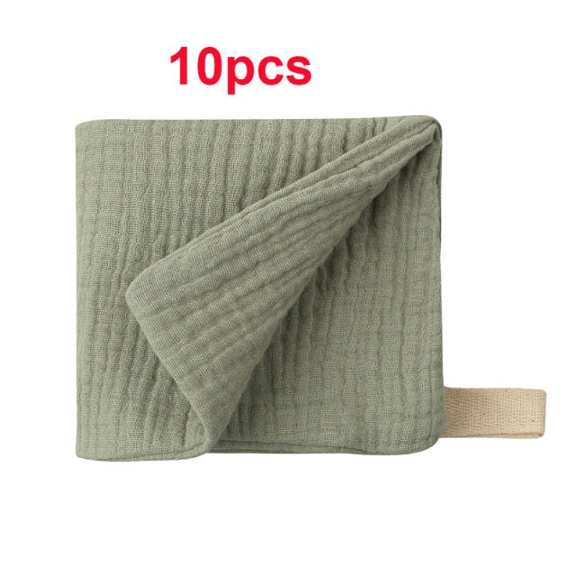 10 Pcs Towel Baby Facecloth Baby Bath Towel Handkerchief Cotton Burp Cloth Soft Absorbent Gauze Kindergarten Washcloth