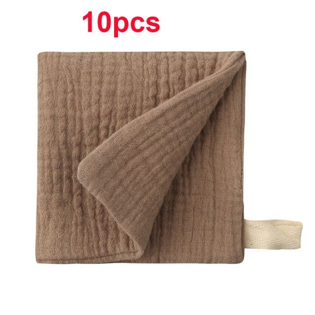 10 Pcs Towel Baby Facecloth Baby Bath Towel Handkerchief Cotton Burp Cloth Soft Absorbent Gauze Kindergarten Washcloth