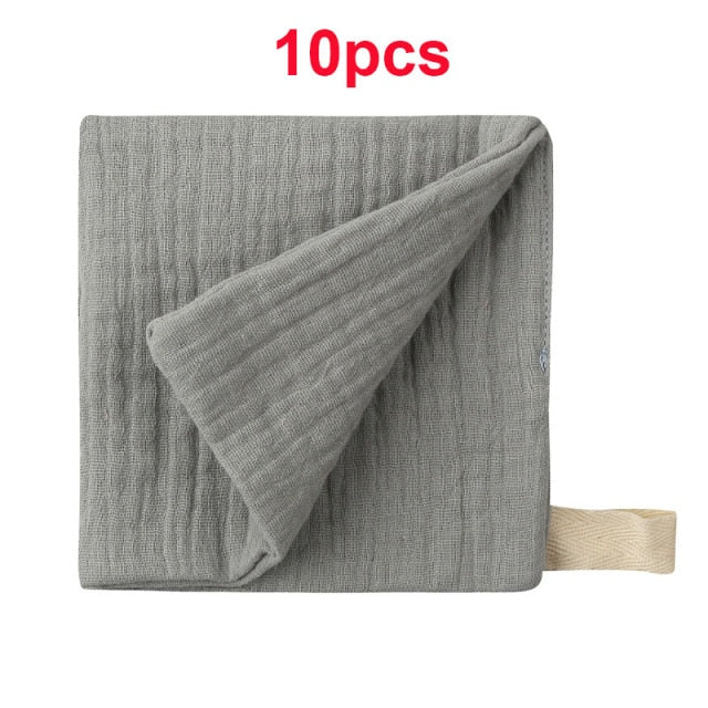 10 Pcs Towel Baby Facecloth Baby Bath Towel Handkerchief Cotton Burp Cloth Soft Absorbent Gauze Kindergarten Washcloth