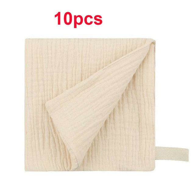 10 Pcs Towel Baby Facecloth Baby Bath Towel Handkerchief Cotton Burp Cloth Soft Absorbent Gauze Kindergarten Washcloth