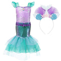 Girl Princess Little Mermaid Ariel Dress Kids Halloween Fancy Costume Children Carnival Birthday Party Clothes Summer Dress Up