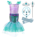 Girl Princess Little Mermaid Ariel Dress Kids Halloween Fancy Costume Children Carnival Birthday Party Clothes Summer Dress Up