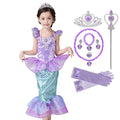 Girl Princess Little Mermaid Ariel Dress Kids Halloween Fancy Costume Children Carnival Birthday Party Clothes Summer Dress Up