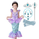 Girl Princess Little Mermaid Ariel Dress Kids Halloween Fancy Costume Children Carnival Birthday Party Clothes Summer Dress Up