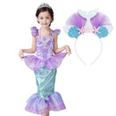 Girl Princess Little Mermaid Ariel Dress Kids Halloween Fancy Costume Children Carnival Birthday Party Clothes Summer Dress Up