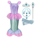 Girl Princess Little Mermaid Ariel Dress Kids Halloween Fancy Costume Children Carnival Birthday Party Clothes Summer Dress Up