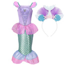 Girl Princess Little Mermaid Ariel Dress Kids Halloween Fancy Costume Children Carnival Birthday Party Clothes Summer Dress Up